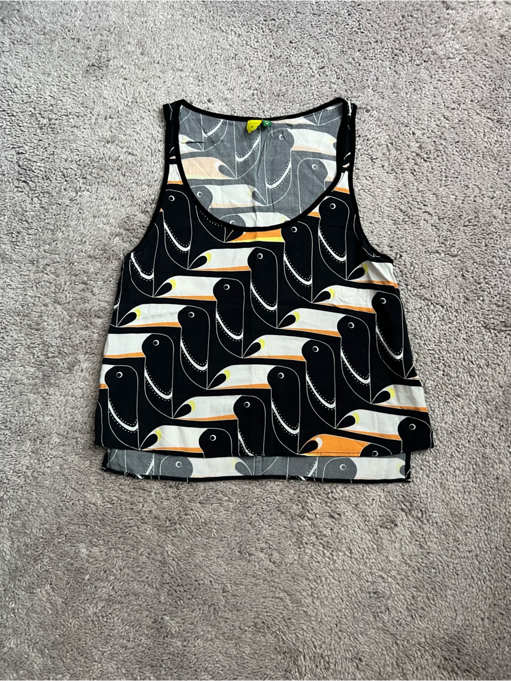 EUC Vintage Farm Rio Toucan Pattern Crop Tank Top XS